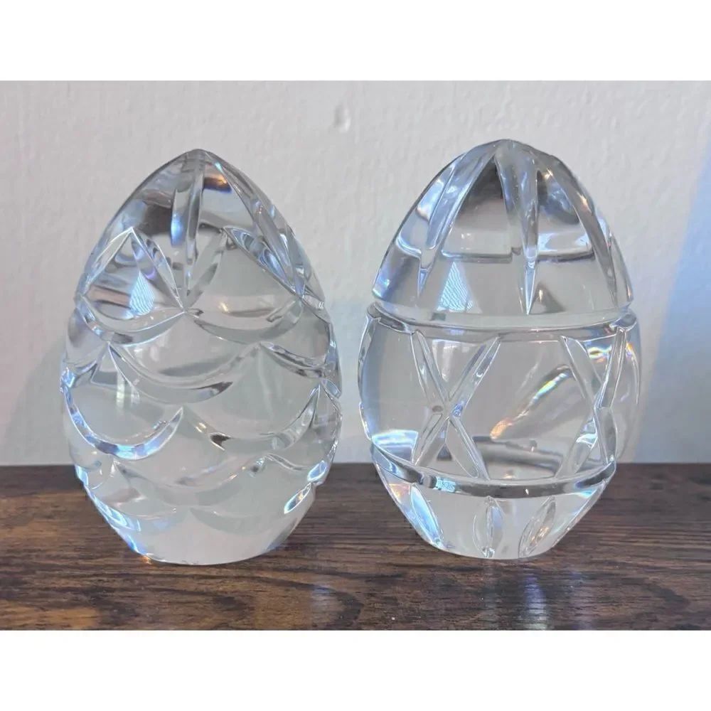 Fabergé Style Cut Crystal Egg Paperweights, Late 20th Century / Set of 2
